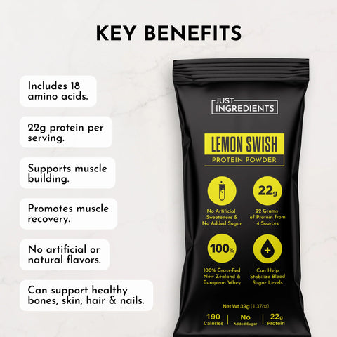 Just Ingredients Lemon Swish Protein Powder Stick Supplement Just Ingredients