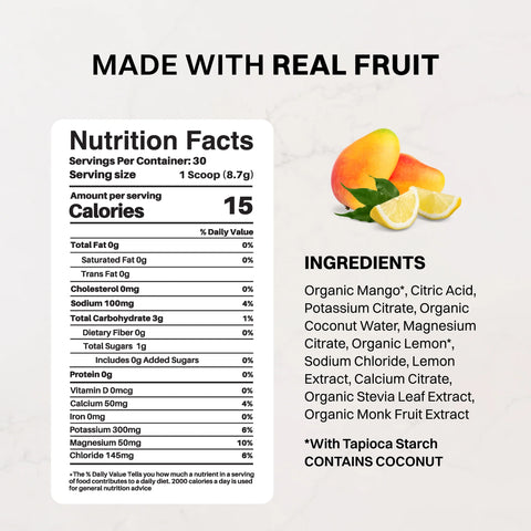 Just Ingredients Mango Lemonade Electrolytes Electrolytes Just Ingredients
