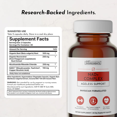 Just Ingredients NAD+ Complex Dietary Supplement Just Ingredients