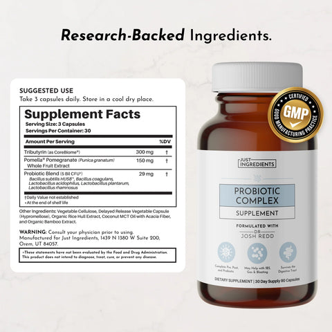 Just Ingredients Probiotic Complex Capsules Dietary Supplement Just Ingredients