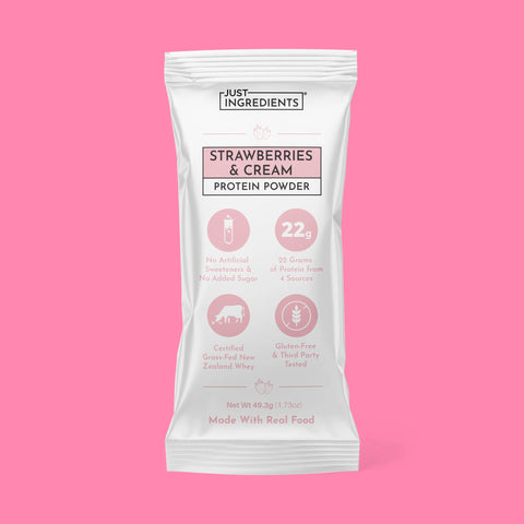 Just Ingredients Strawberries & Cream Protein Powder Stick Supplement Just Ingredients