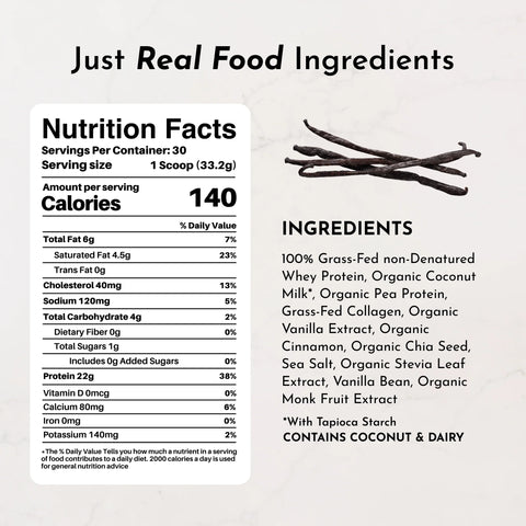 Just Ingredients Vanilla Bean Protein Powder Protein Powder and Collagen Just Ingredients