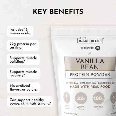 Just Ingredients Vanilla Bean Protein Powder Protein Powder and Collagen Just Ingredients