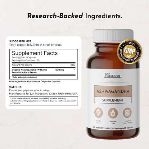 Just Ingredients Ashwagandha Capsule Supplement Just Ingredients