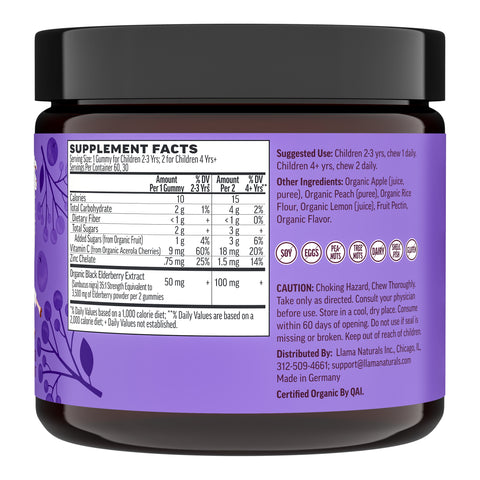 Llama Naturals Organic Kids Elderberry Immunity Gummies - Very Berry (60 CT)