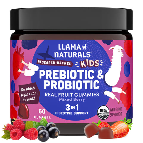 Llama Naturals Organic Kids Prebiotic and Probiotic Gummies - Mixed Berry (60 CT)