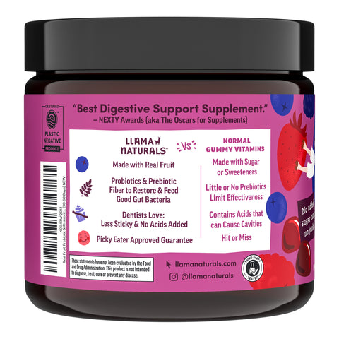 Llama Naturals Organic Kids Prebiotic and Probiotic Gummies - Mixed Berry (60 CT)