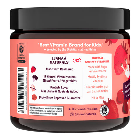 Llama Naturals Organic Kids Multivitamin Gummies - Strawberry (90 CT)