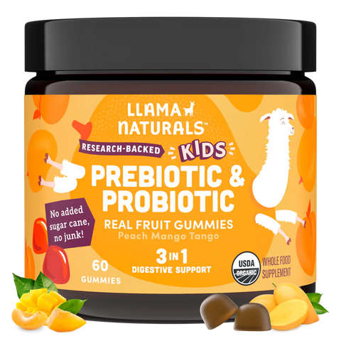 Llama Naturals Kids Prebiotic & Probiotic Gummies, Peach Mango (60 ct)