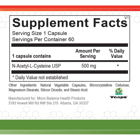 Micro Balance Health Products N-Acetyl Cysteine Dietary Supplement Micro Balance Health Products