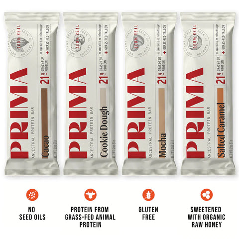 Prima Ancestral Protein Bar - Salted Caramel (Box of 7 bars) Protein Bar Prima