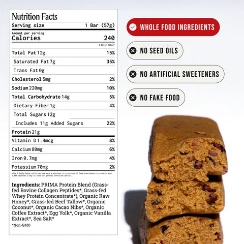 Prima Ancestral Protein Bar - Mocha (Box of 7 bars) Protein Bar Prima