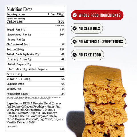 Prima Ancestral Protein Bar - Salted Caramel (Box of 7 bars) Protein Bar Prima