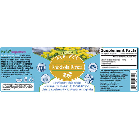 Perfect Rhodiola Rosea, Natural 60 Capsules