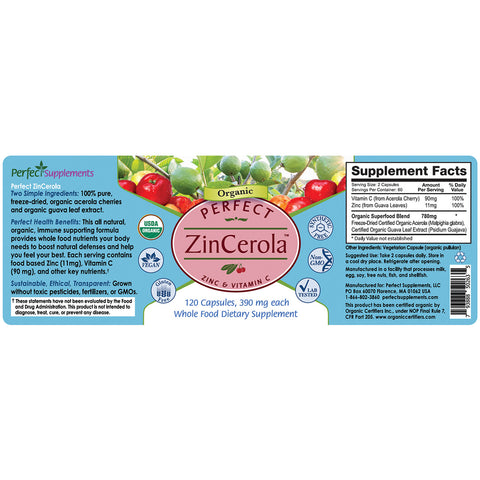Perfect ZinCerola - Zinc & Vitamin C Superfood - 120 Capsules