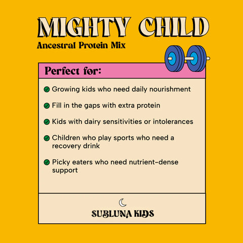 SubLuna Mighty Child: Ancestral Protein Chocolate Mix Multivitamin Supplement SubLuna