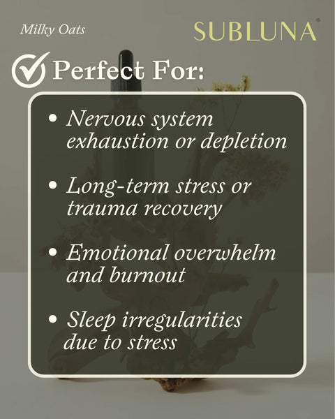 SubLuna Fresh Milky Oats Dual Extract: Nervous System Recovery & Stress Support