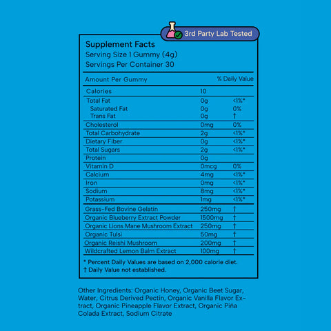 SubLuna Happy Child: Mood & Brain Gummy - Pina Colada Flavor Gummies Goodie Vibes