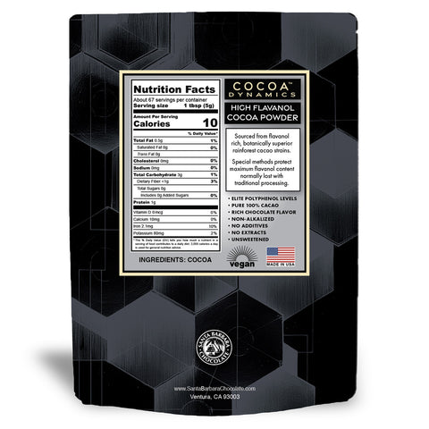 Santa Barbara Chocolate CocoaDynamics – High Flavanol Cocoa Powder - Unsweetened & Non-Alkalized (12 oz)