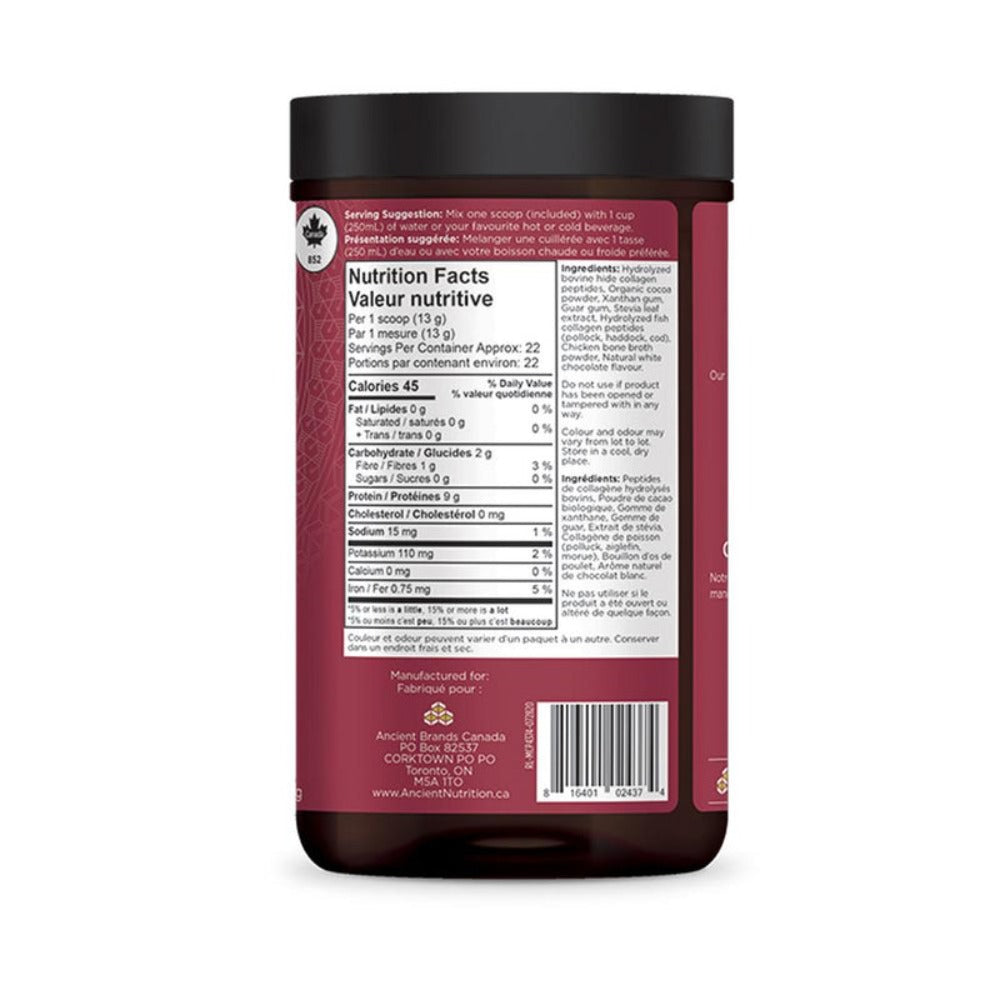 Ancient Nutrition- Ancient Nutrition - Multi Collagen Protein - Chocolate, 298g Nutritional value