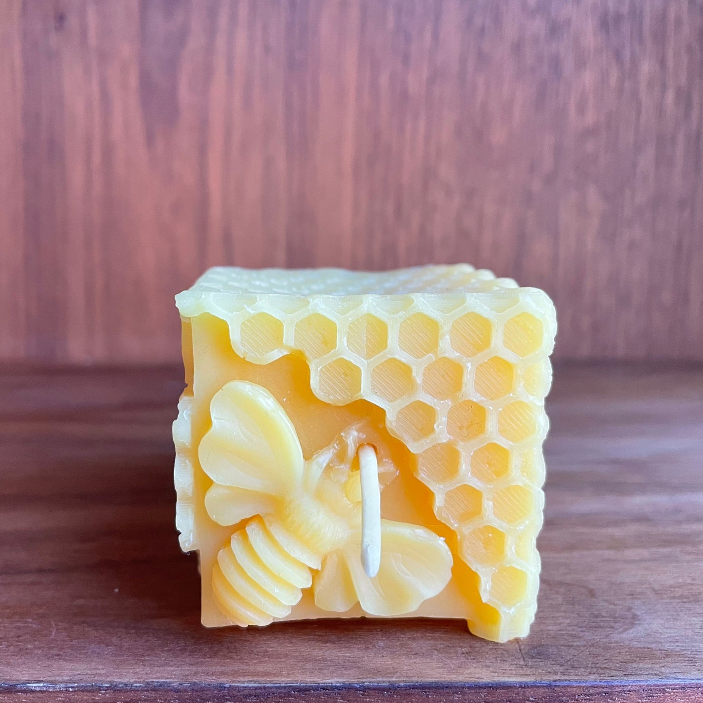Cube Honeycomb- 100% Pure Beeswax Candle  2x2 inches