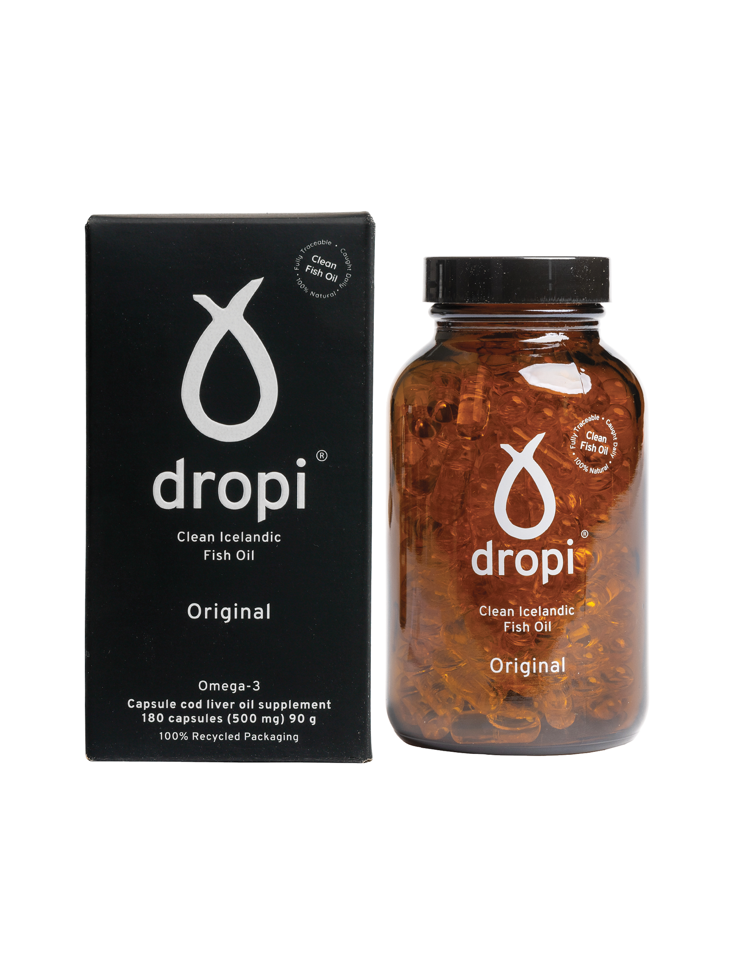 Dropi, Pure Icelandic Extra Virgin Cod Liver Oil Original- 180 Capsules
