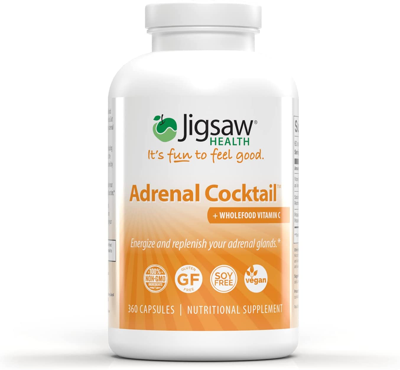 Jigsaw Health Adrenal Cocktail with Whole Food Vitamin C, 360 Capsules