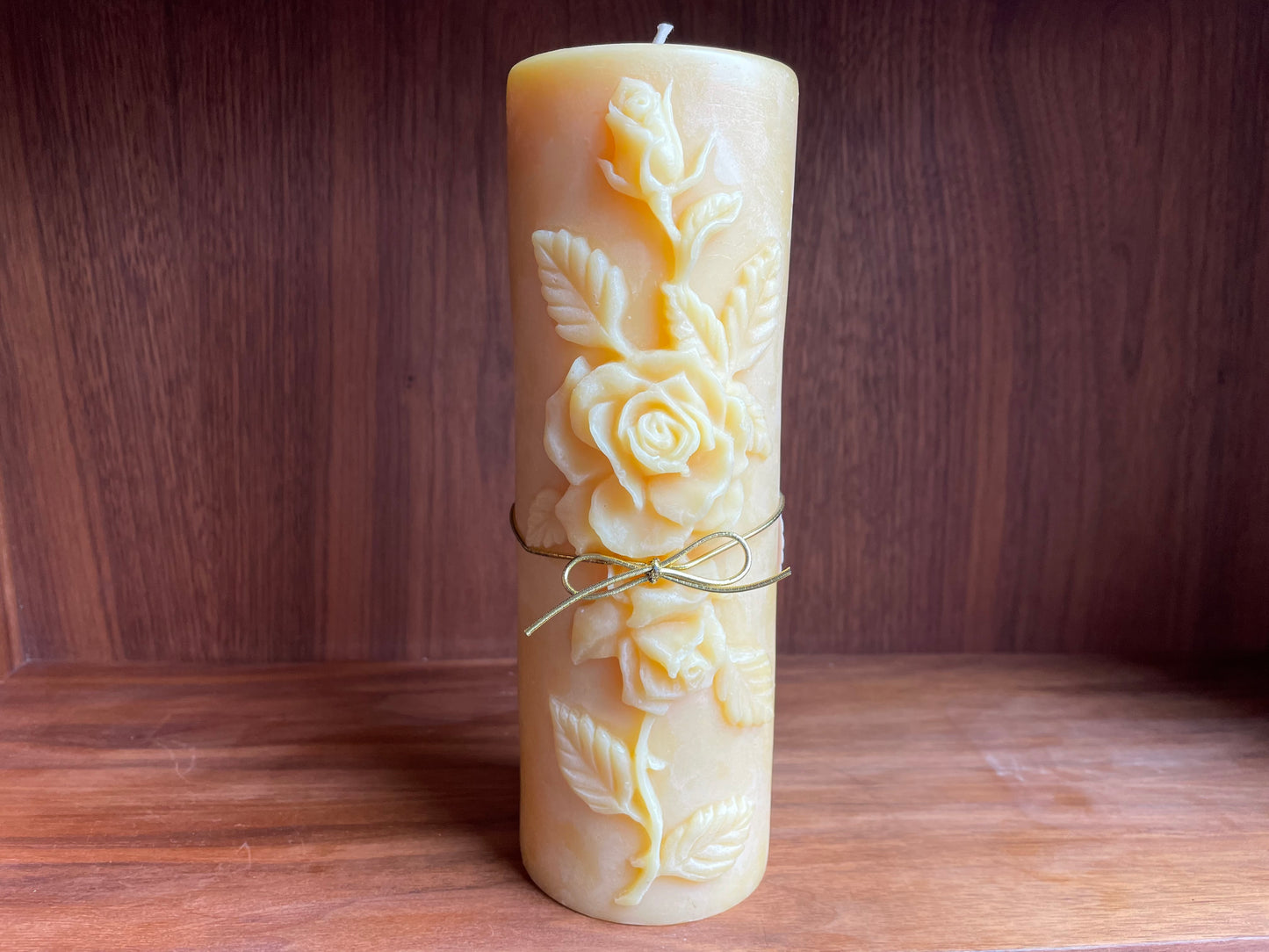Rose Pillar- 100% Pure Beeswax Candle