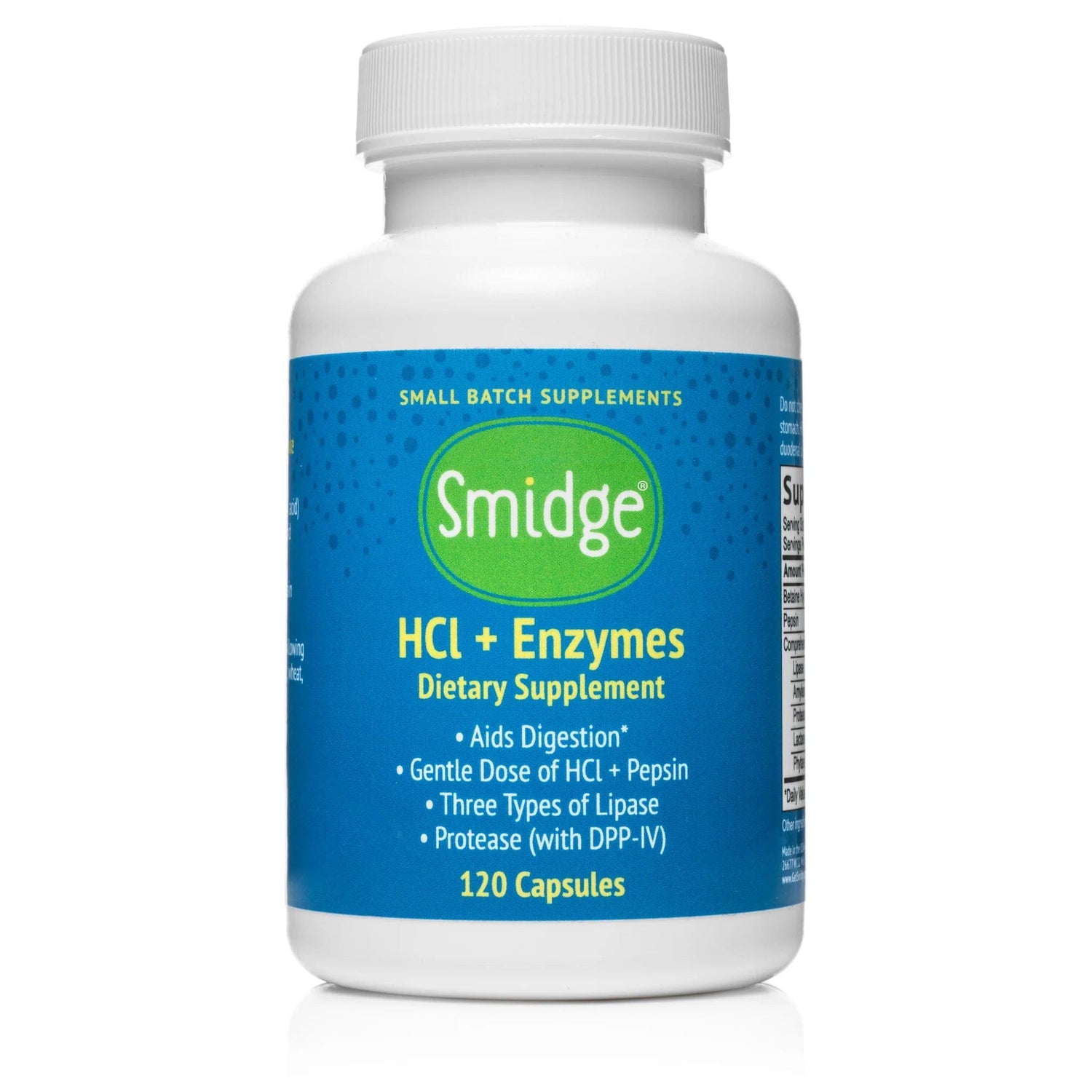smidge smidge hcl enzymes  smidge dietary supplement  smidge  pepsin luciferase  lipase amylase  hcl enzymes  enzymes  bromelain digestive enzymes